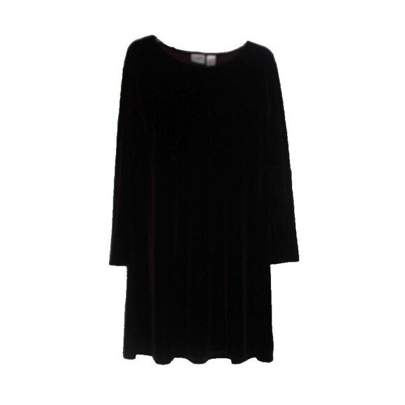 Jacqueline Ferrrar Purple Velvet Long Sleeve Dress A-Line Knee Length Size 14 - Picture 1 of 5